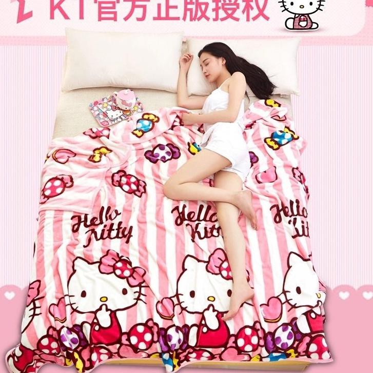 Chăn lông cừu 9.9 2 140x200 in hình Hello Kitty dễ thương