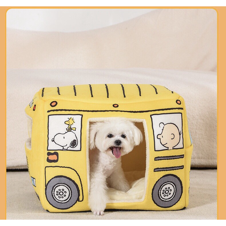 [Mẫu mới 2022] Ổ đệm bus siêu cute nằm hai kiểu nằm 4 mùa cho thú cưng