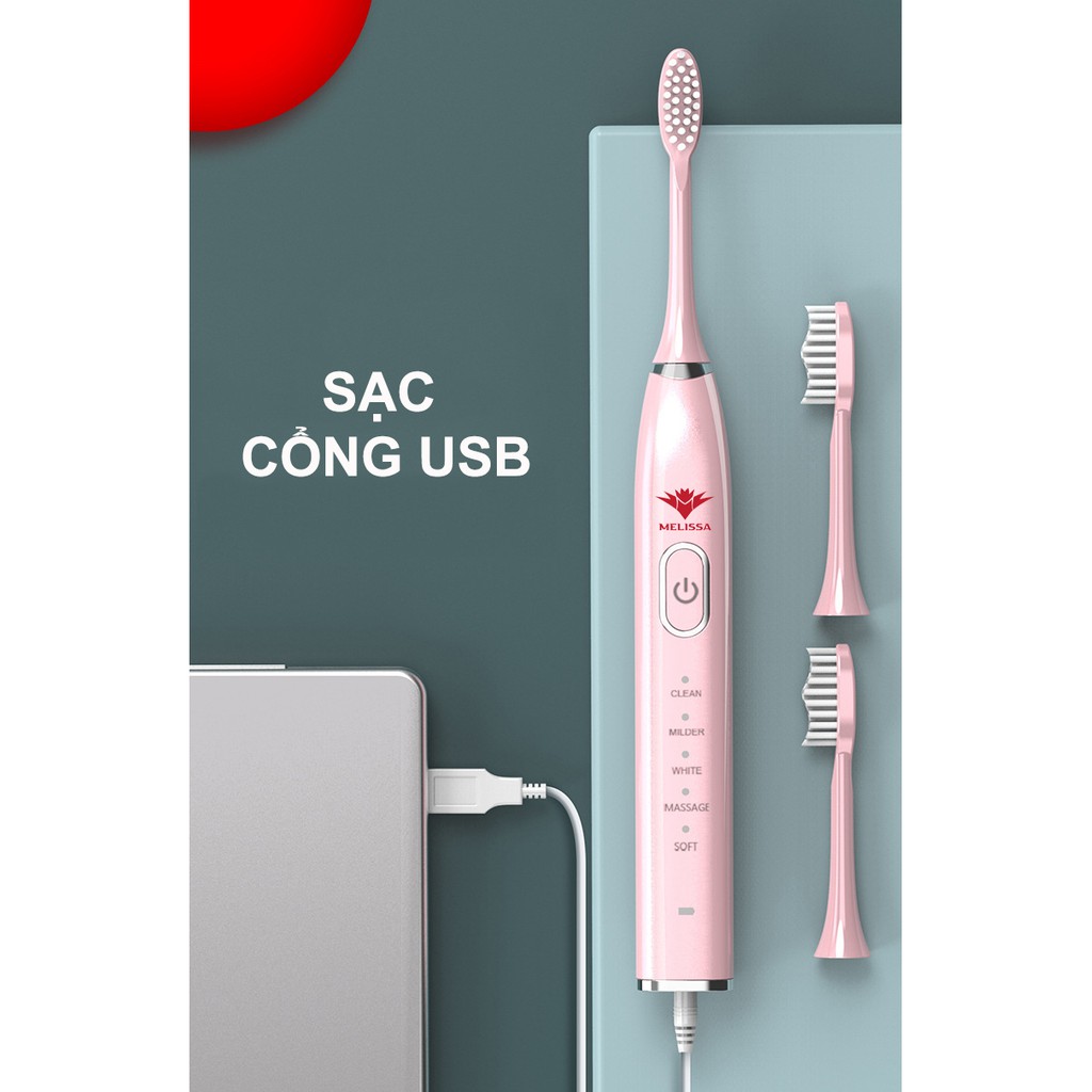 Bàn chải đánh răng điện học sinh sinh viên Melissa sonicare toothbrush Colldent - Hàng chính hãng bảo hành 2 năm