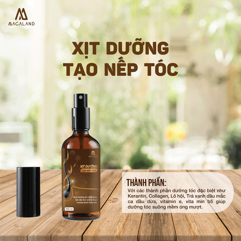 Xịt giữ nếp tạo kiểu và dưỡng tóc 2in1 100ml MACALAND hương nước hoa