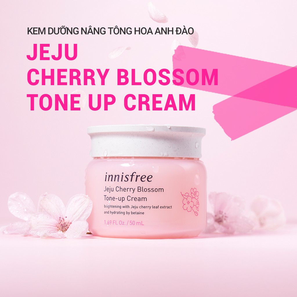 [Mã COSIF03 giảm 10% đơn 400K] Kem dưỡng ẩm sáng da hoa anh đào đảo Jeju innisfree Cherry Blossom Tone Up Cream 50ml