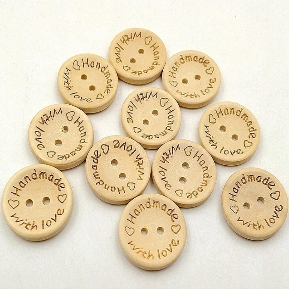 Set 100 nút gỗ 2 lỗ 15mm hình trái tim nhiều màu sắc dùng trang trí sổ tay DIY