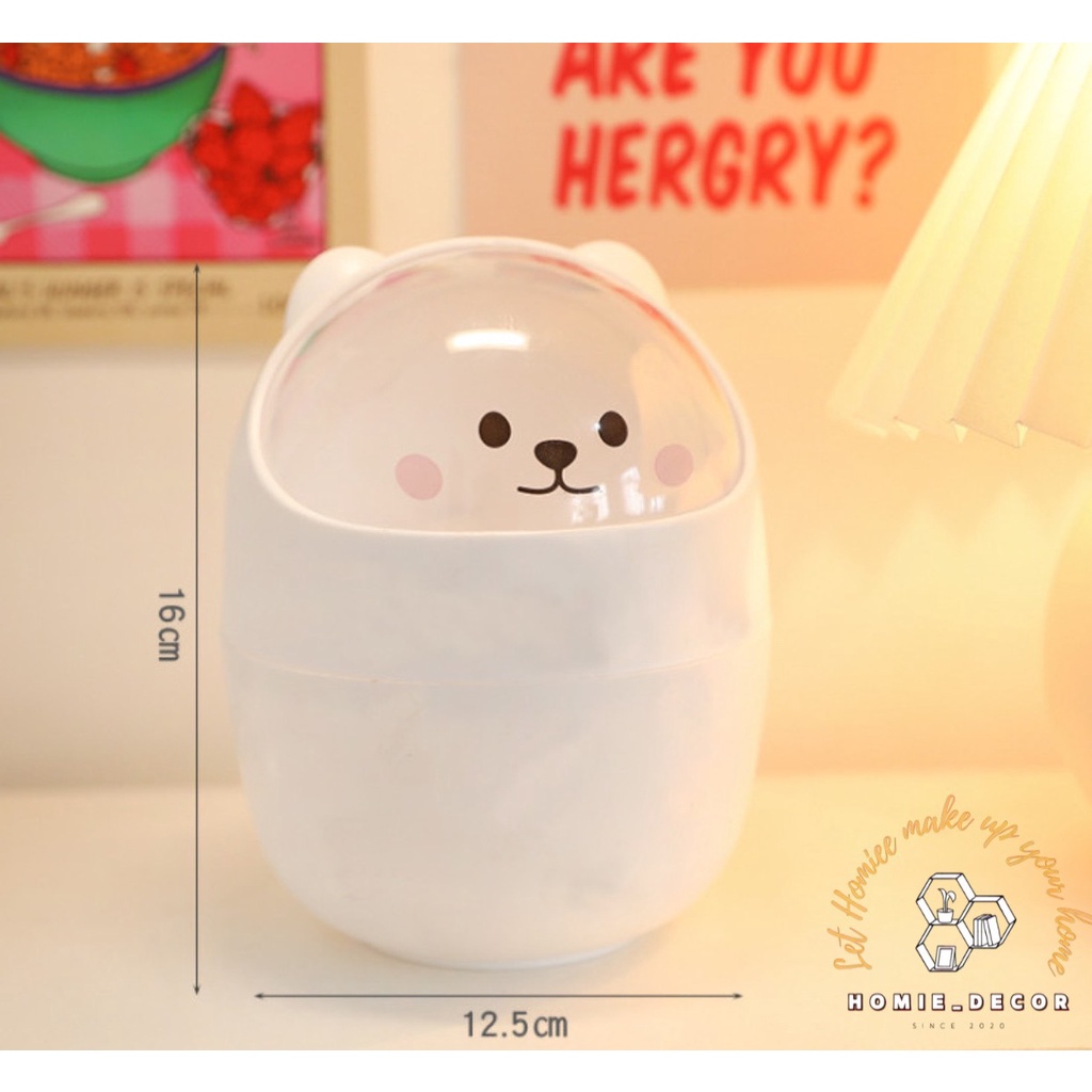 Thùng Rác mini Hình Gấu Mèo Để Bàn Đa Năng Tiện Dụng