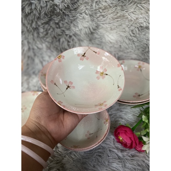 Tô dĩa hoa đào hồng