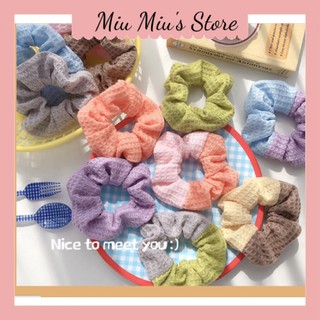 Dây cột tóc vải scrunchies, đồ buộc tóc scrunchies phụ kiện tóc nhiều màu, màu sắc nhẹ nhàng