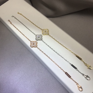 Vòng tay mạ vàng hồng 18K hình cỏ bốn lá thời trang