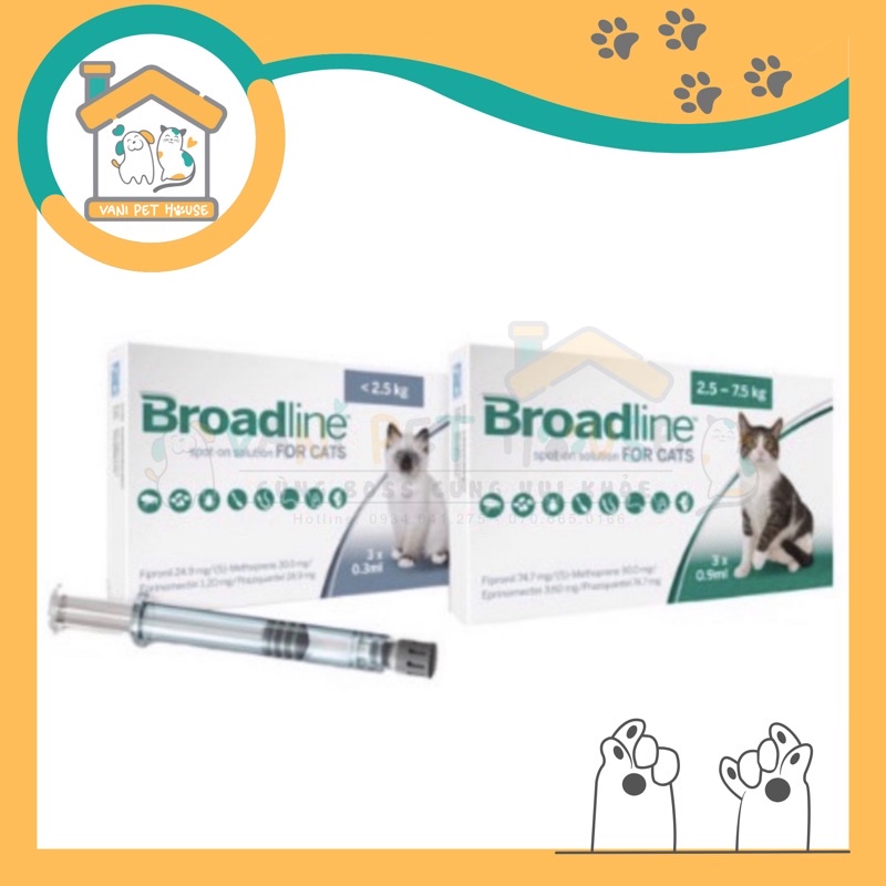 Nhỏ gáy Broadline phòng trừ nội ngoại ký sinh trùng cho mèo