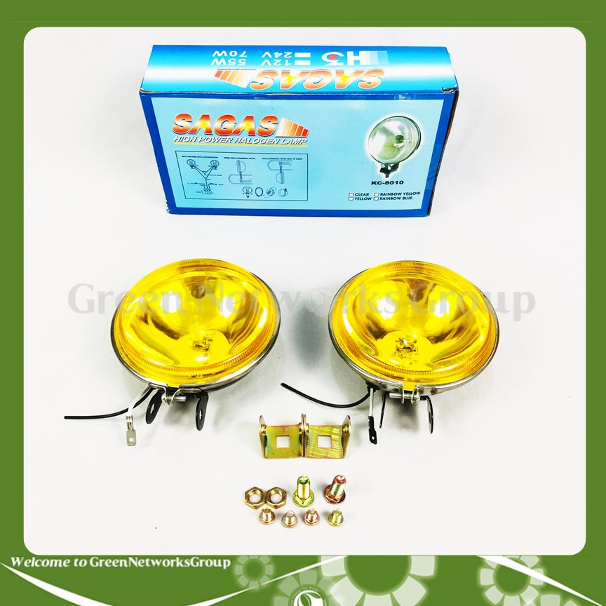 Đèn pha sương cảng tròn Lớn SAGAS đích Sắt KC-8010 55W 12V mặt đèn màu vàng dùng được cho nhiều loại xe Greennetworks