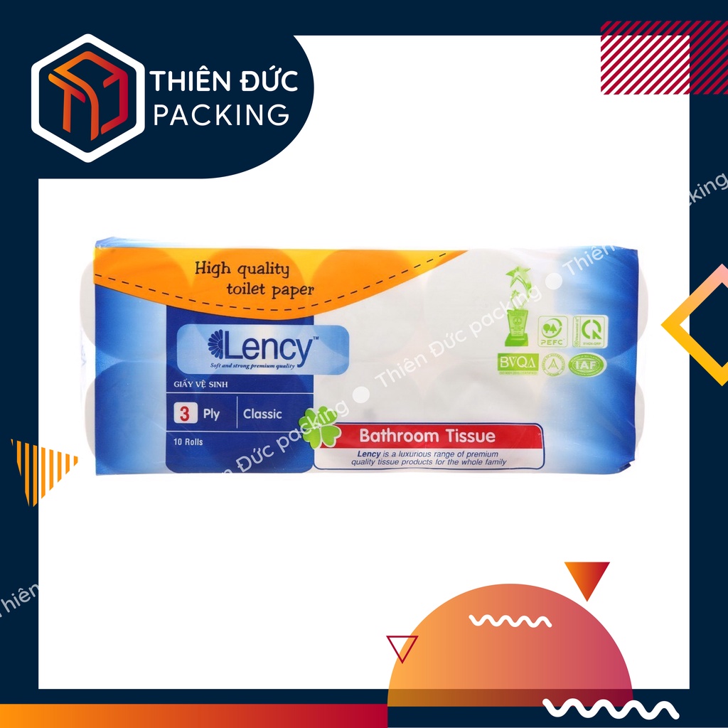 Giấy Vệ Sinh Lency Xanh Cao Cấp 10 Cuộn Không Lõi