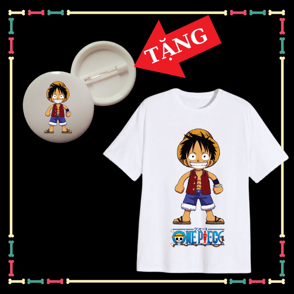 Áo Thun One Piece Luffy Trẻ Em đủ size áo từ 10kg đến 90kg Tặng HUY HIỆU One Piece Luffy