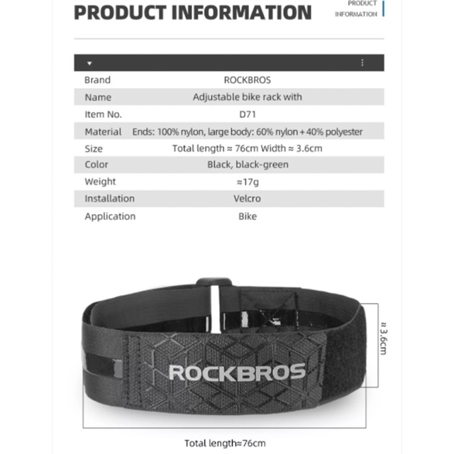 Đai cố định hành lý xe đạp ROCKBROS bằng nylon có thể điều chỉnh gấp gọn đa năng