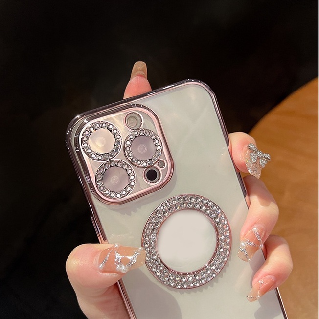 Ốp Điện Thoại Trong Suốt Đính Đá Lấp Lánh Sang Trọng Cho iPhone 11 11Pro 11Pro max 12 12Pro 12Pro max 13 13Pro 13Pro max