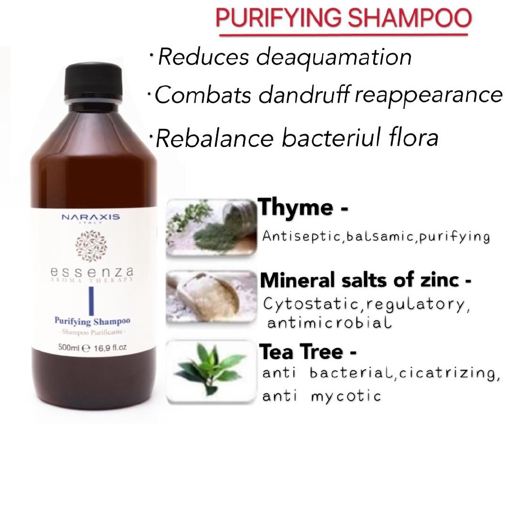 Dầu gội hạn chế gàu, loại bỏ kích ứng da dầu NARAXIS ESSENZA AROMA THERAPY PURIFYING SHAMPOO 500ml