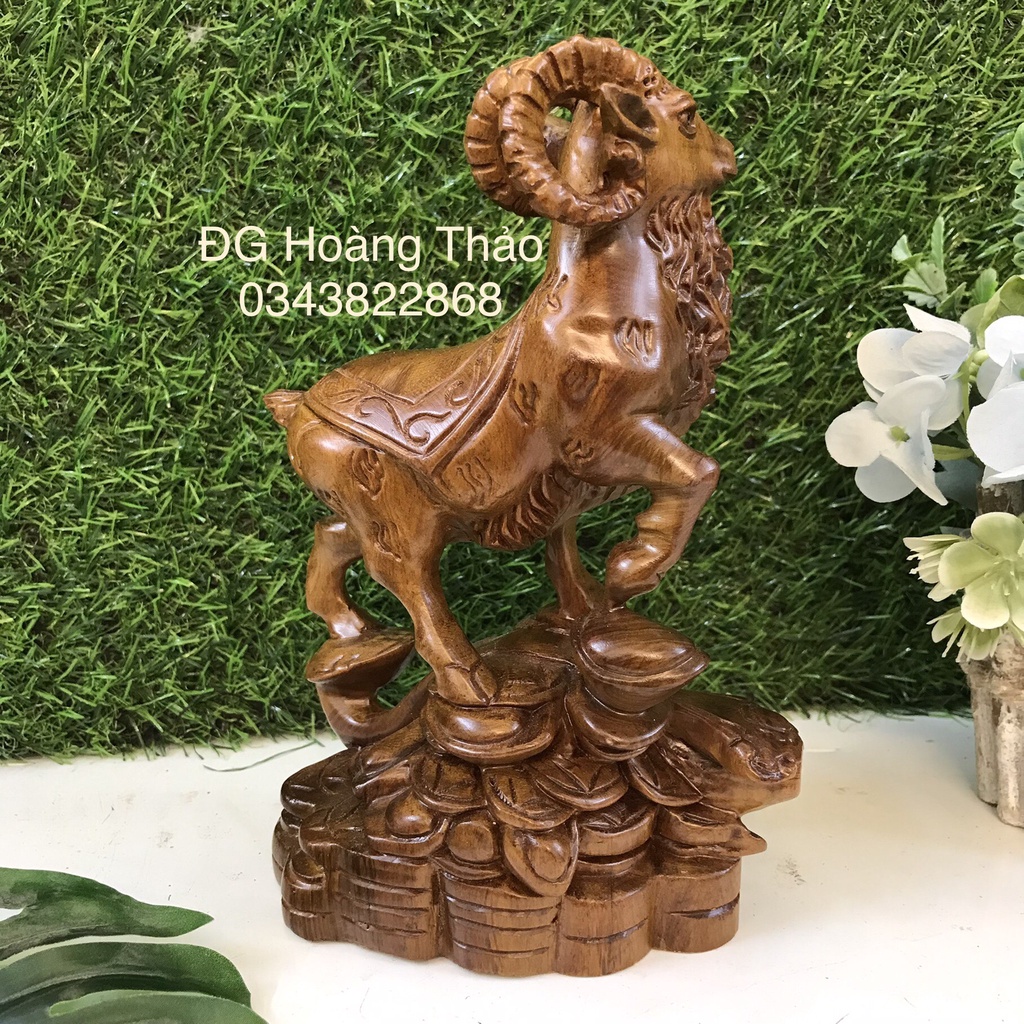 Dê đứng thỏi vàng cao 20cm gỗ bách xanh thơm, hương đá nam phi