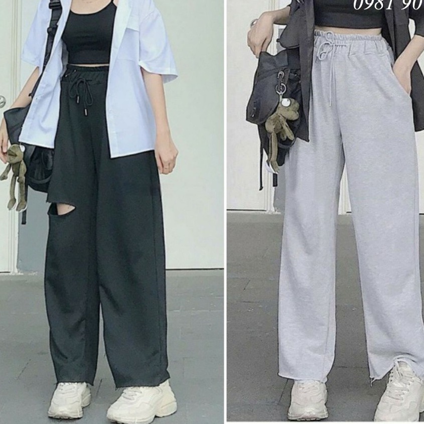 [EVACICI] Quần jogger trơn dáng Unisex form rộng chất nỉ da cá, kiểu dáng Ulzzang bo gấu, ống xuông.