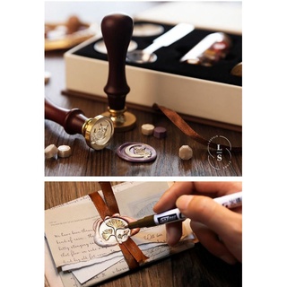 Set con dấu sáp phong cách cổ điển niêm phong bì thư, tài liệu,... Vintage