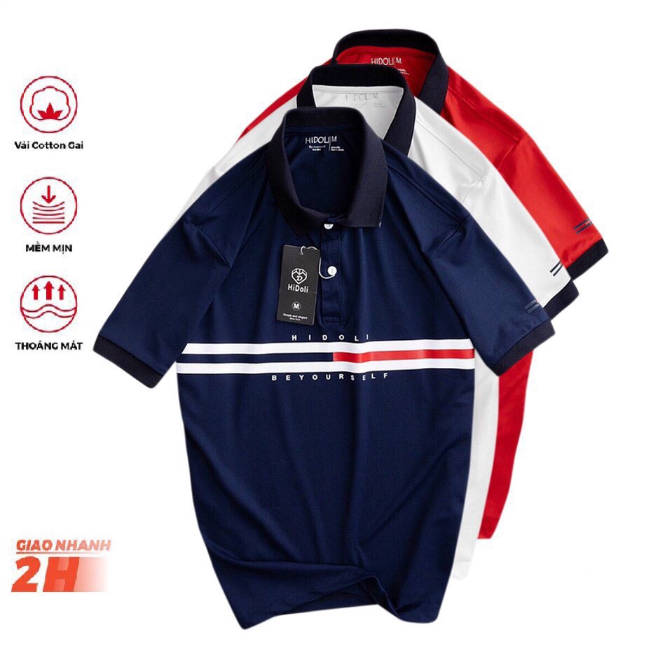 Áo Polo Tommy Nam Nữ Phối Ngang KHALI6 Hàng Hãng Hidoli