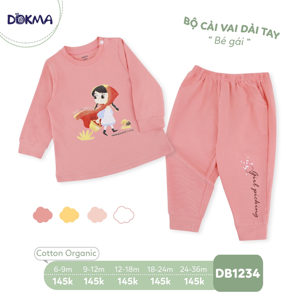 9-36M Bộ cài vai dài tay bé gái Dokma DB1234