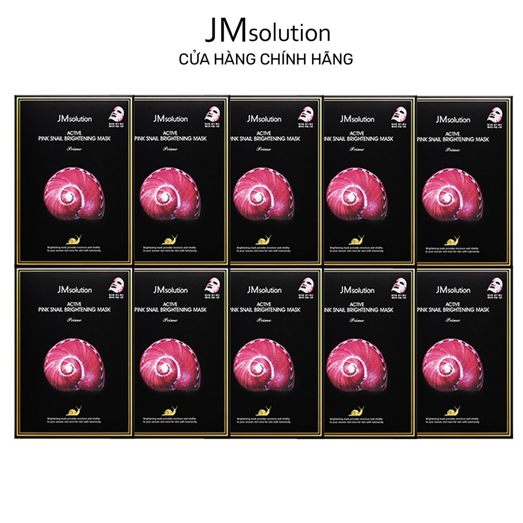 Combo 10 Mặt nạ ốc sên hồng JMSolution Active Pink Snail Brightening Mask trẻ hóa da 30ml x10