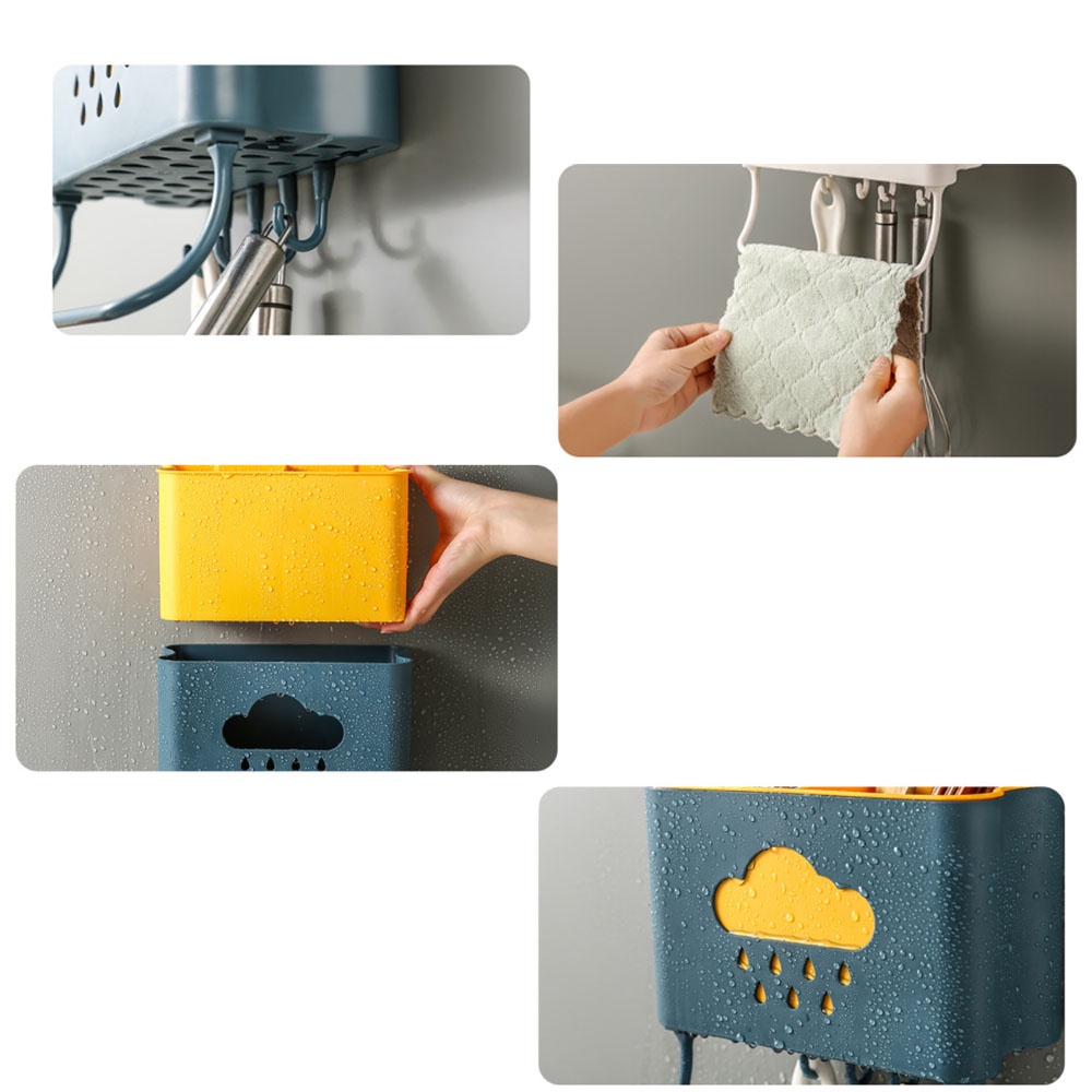 Kệ Đựng Đũa Thìa Nhà Bếp Hình Dán Tường Đám Mây Mưa Tiện Ích Chịu Lực