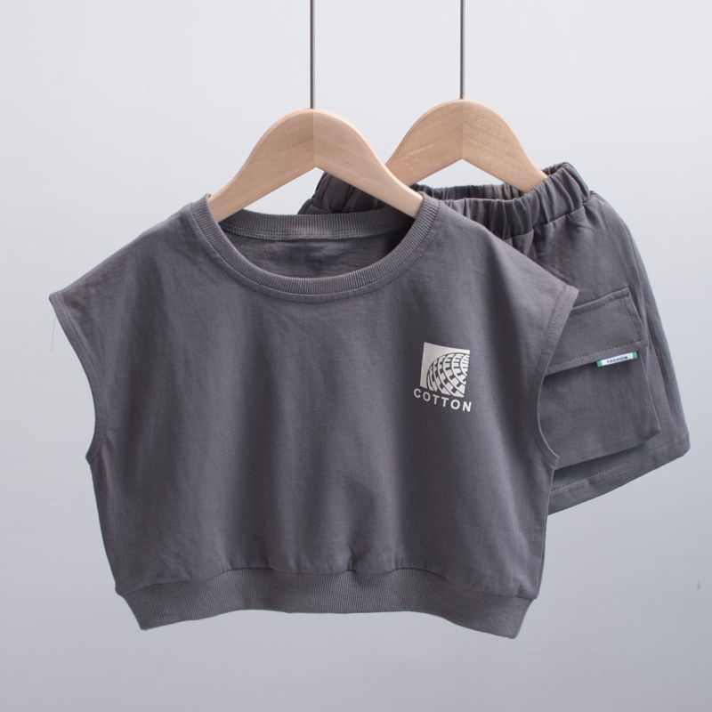 Set Áo Thun Ngắn Tay Và Quần Lửng Phong Cách Hàn Quốc Thời Trang Mùa Hè Cho Bé Trai