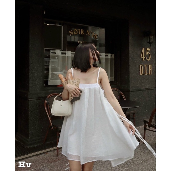 Sale váy suông 2 dây tơ trắng cao cấp hàng tqxk