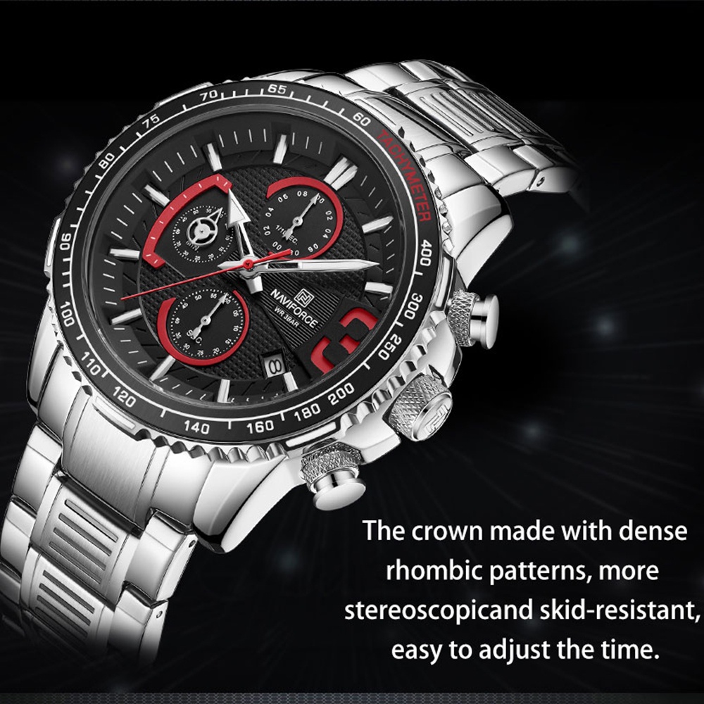 Naviforce Đồng Hồ Quartz Chronograph Chống Thấm Nước Chất Liệu Thép Không Gỉ Thời Trang Cho Nam 8017