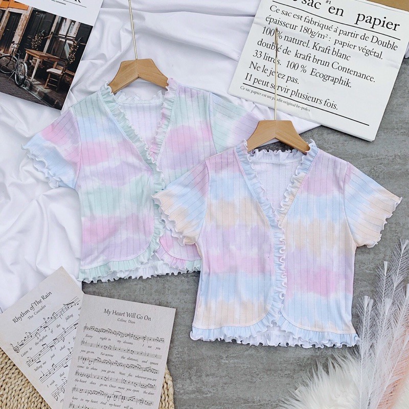 [HÀNG CÓ SẴN KÈM HÌNH THẬT] ÁO CROPTOP CUỐN BIÊN LOANG MÀU | BigBuy360 - bigbuy360.vn