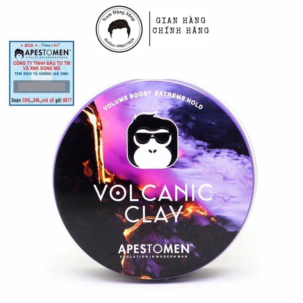 Sáp Vuốt Tóc Nam Apestoment Volcanic Clay 80g Chính Hãng