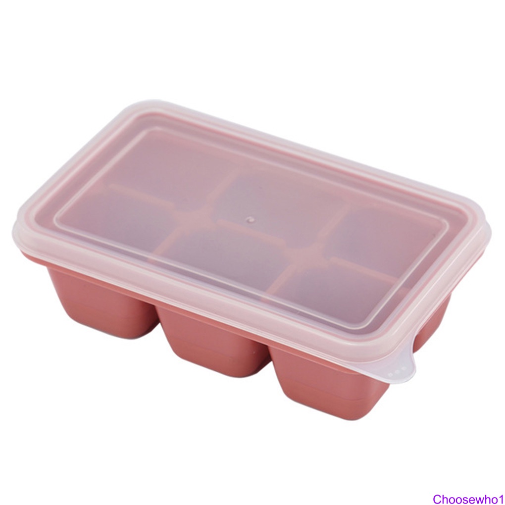 Khay Làm Đá Viên Mini 6 Ngăn Bằng Silicon Mềm Có Nắp DIY