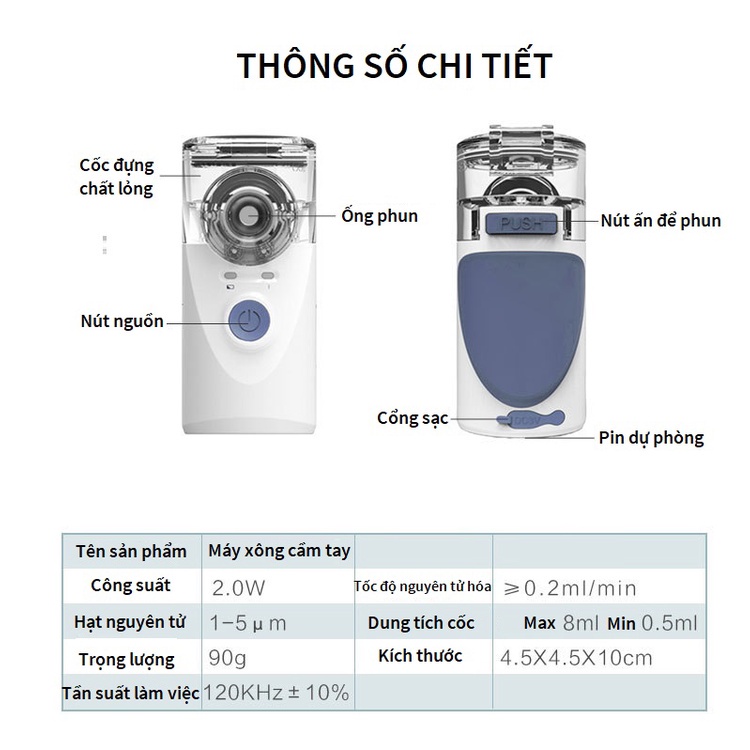 [SẴN HÀNG] Máy Xông Mũi/Họng Mini Cầm Tay Không Gây Tiếng Ồn Dành Cho Trẻ Em Và Người Lớn - SET2004