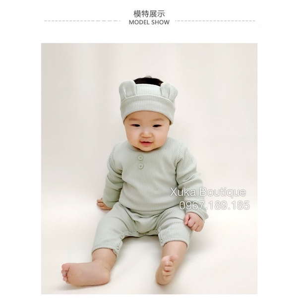 Bodysuit Dài Tay Kèm Tuban Cao Cấp Cho Bé 0-2 Tuổi Style Hàn Quốc Cotton Dài Tay Thu Đông Cực Đẹp