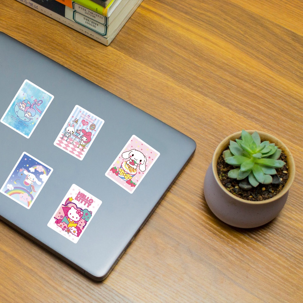 Bộ 62 Miếng Dán Chống Thấm Nước Họa Tiết Hoạt Hình Sanrio Trang Trí Cốc Nước
