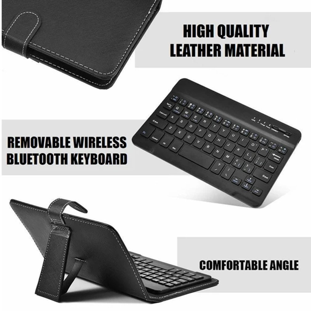 Bao Da PU Kèm Bàn Phím Bluetooth Không Dây 3 Trong 1 Có Nam Châm Cho Điện Thoại 7-inch iOS / Android