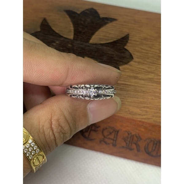 Nhẫn nam nữ unisex Chrome Heart Mini Floral Fulldiamond bạc cao cấp fullbox – Shop Lộc độc và lạ