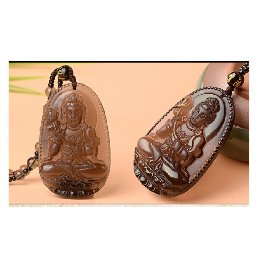 Dây chuyền nam Phật Đại Thế chí Bồ tát đá ice obsidian Tuổi Ngọ-DC94 [SALE]