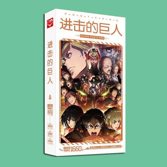 Postcard Attack on titan Đại chiến titan hộp ảnh bộ ảnh có ảnh dán + lomo + postcard bưu thiếp anime chibi | BigBuy360 - bigbuy360.vn