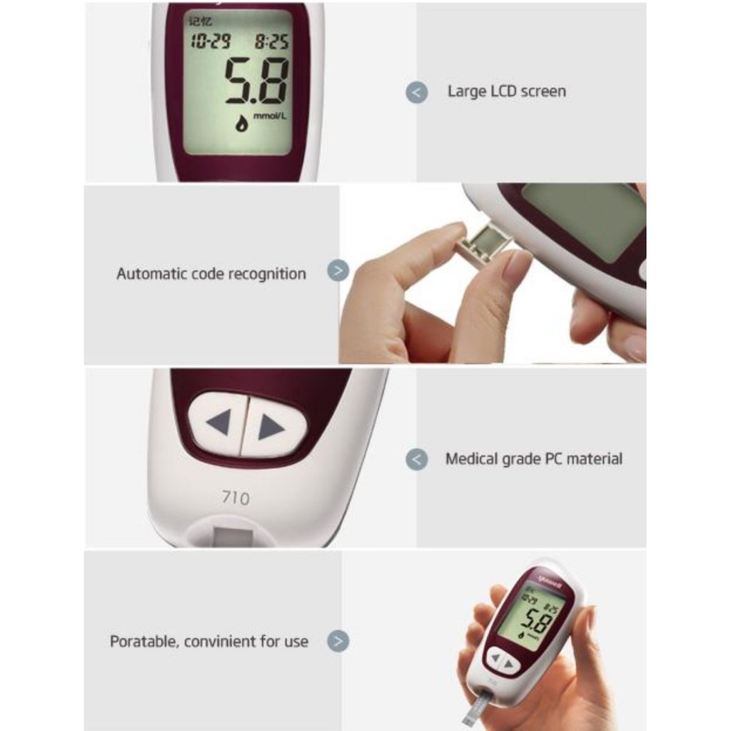 Máy Đo Đường Huyết Yuwell 710 Kèm 10 que và 10 Kim Bảo Hành Trọn Đời