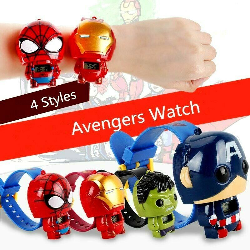 2022 Digital 3d The Avengers Kids Watch Toy Hulk Iron Man Spider Man America Captain  for Kids Boys