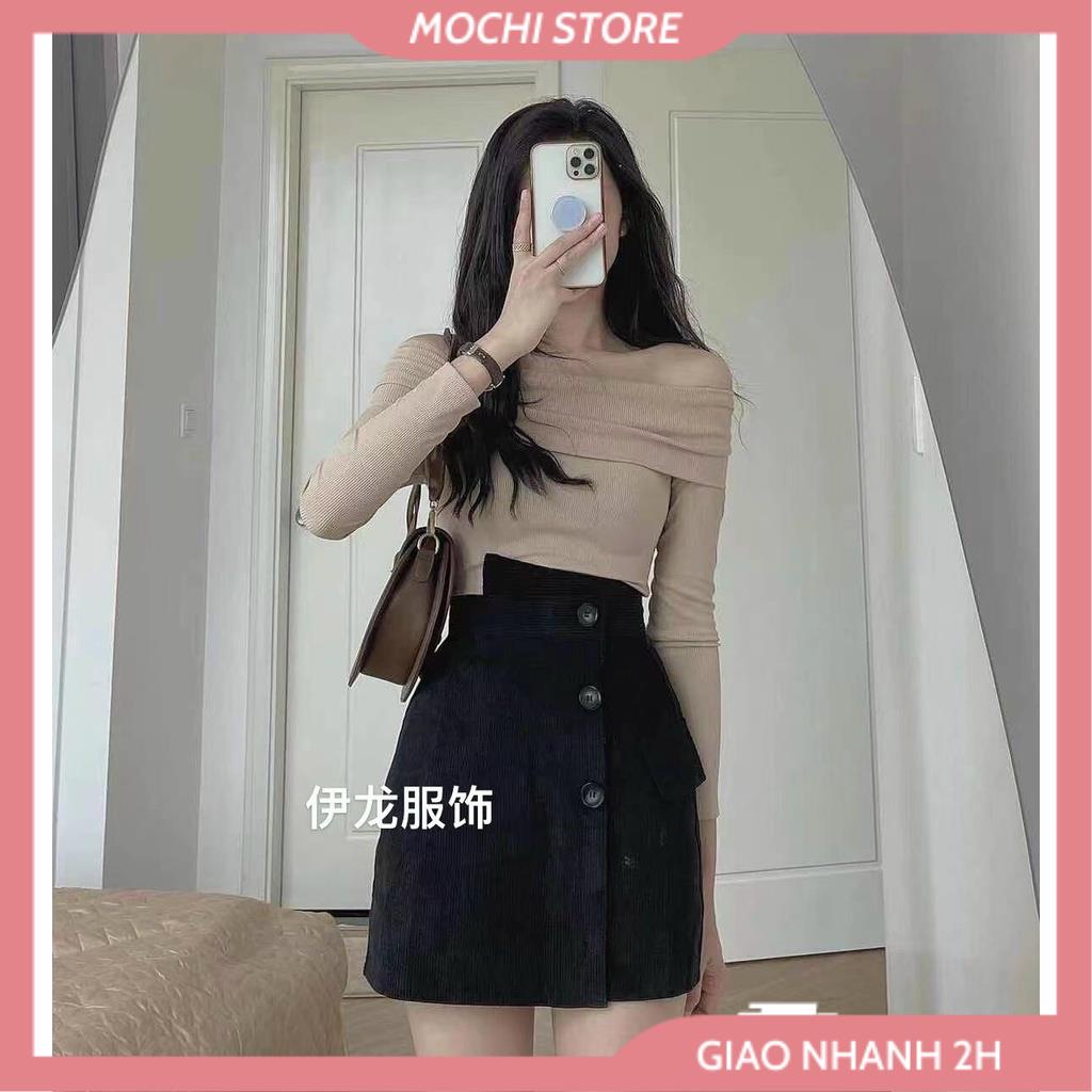 Chân Váy Nhung Nữ, Chân Váy Ngắn Chữ A ( Có Lót Quần ) Phối Túi Đính Nút Trang Trí Hàng Quảng Châu Cao Cấp, Full Size , | BigBuy360 - bigbuy360.vn