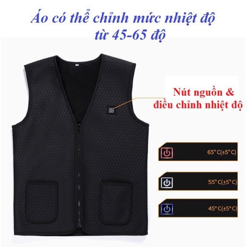 Áo khoác sưởi điện nhiệt,Áo giữ ấm 7 vùng nhiệt-sạc điện USB siêu nhẹ