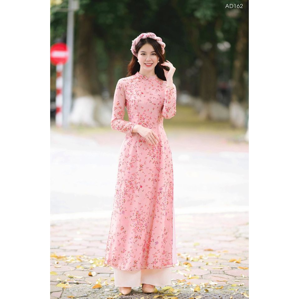 Áo Dài Đẹp ⚡ FREESHIP ⚡ Áo Dài Truyền Thống Hoa Nhí Xanh Juliette Dress AD162