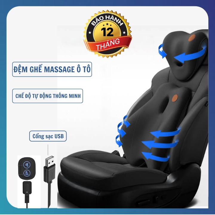 Gối Tựa Lưng ô tô Tựa đầu massage điện êm ái mút hoạt tính gối cổ và đệm eo phụ kiện nội thất ô tô