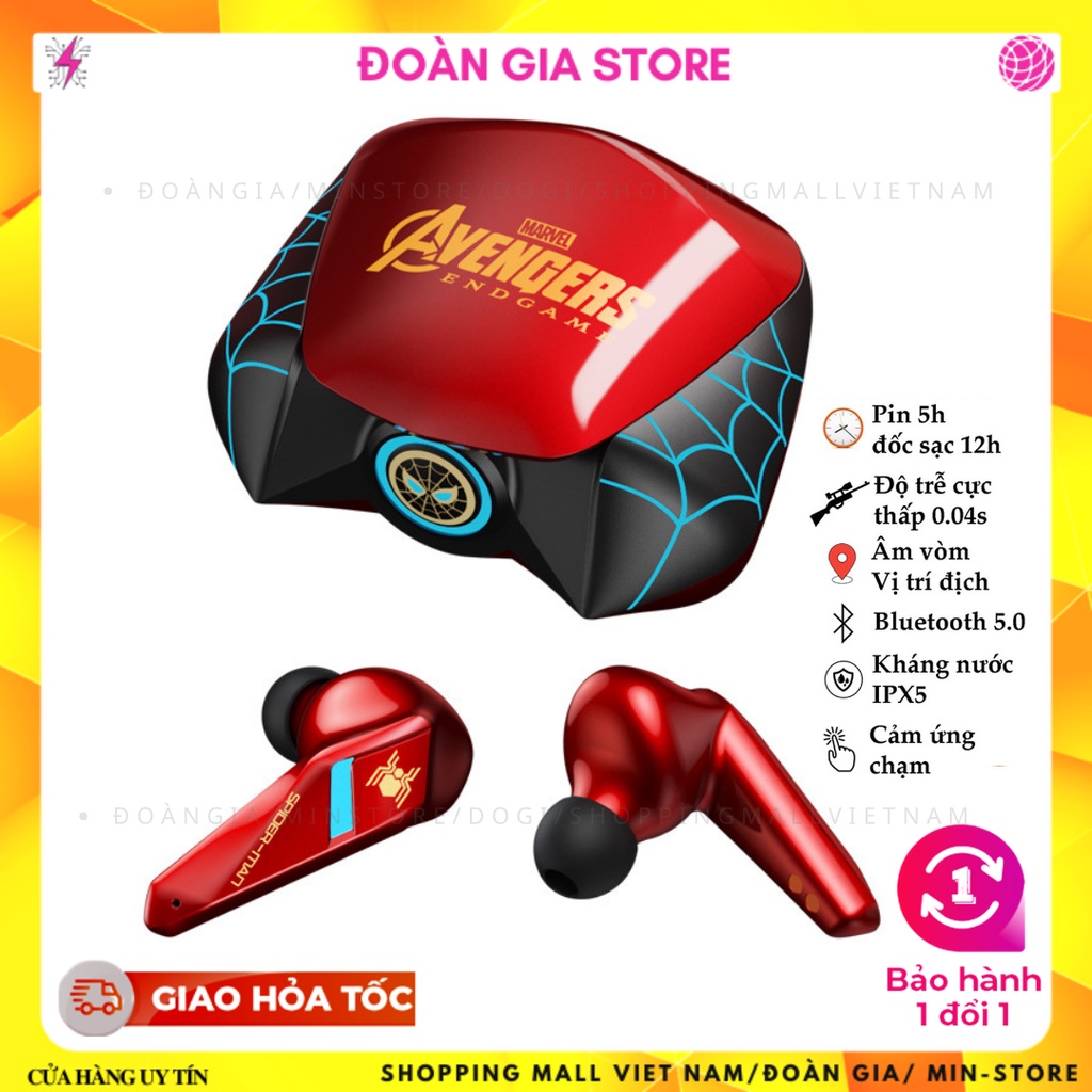 Tai nghe gaming bluetooth mô phỏng người nhện đỏ của vũ trụ Marvel độc đáo ( Bản QT giới hạn,tặng găng tay)