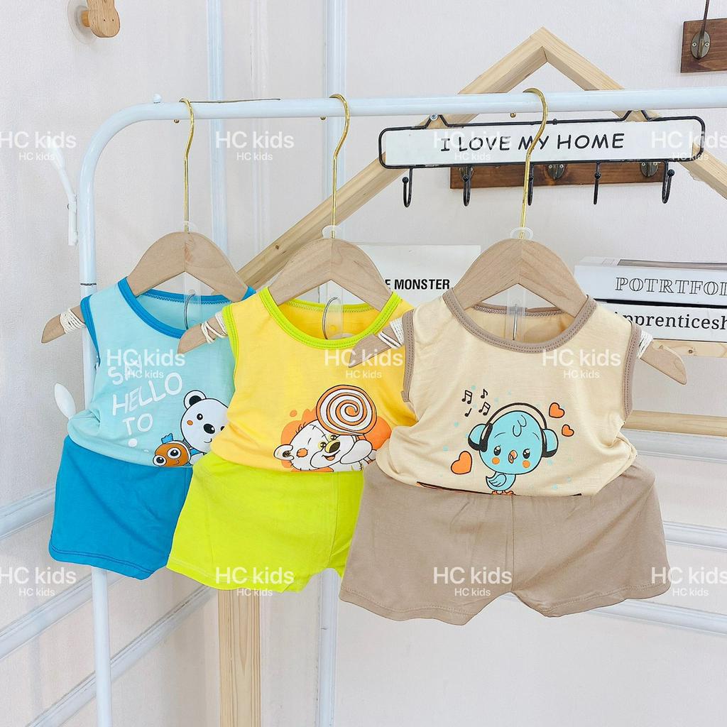 Bộ ba lỗ MINKYMOM cho bé sơ sinh in hình to phối màu quần chất liệu thun lạnh thoáng mát thấm mồ hôi cho trẻ em 4-16kg