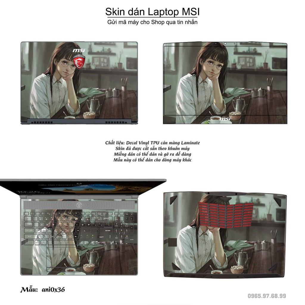 Skin dán Laptop MSI in hình Anime image (inbox mã máy cho Shop)