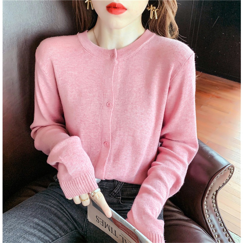 NRVP Áo Khoác Cardigan Dệt Kim Tay Dài Dáng Rộng Phong Cách Hàn Quốc Cho Nữ