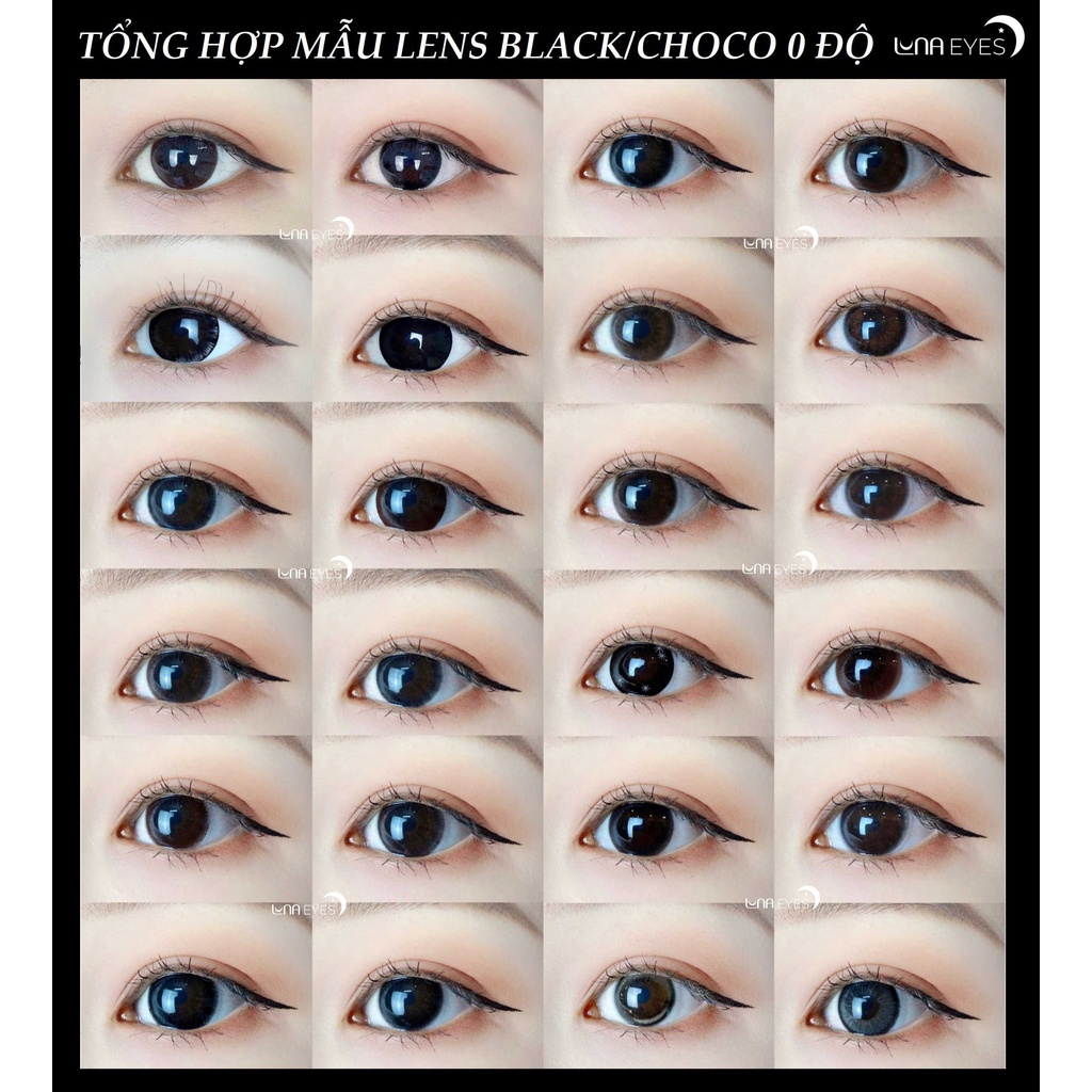 50 Mẫu Lens Black/Choco (0 độ) (Kính áp tròng LUNAEYES)