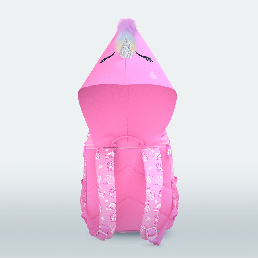 Ba Lô CLEVER HIPPO Hoodie Kỳ Lân Cầu Vồng Có Nón BC3101/PINK