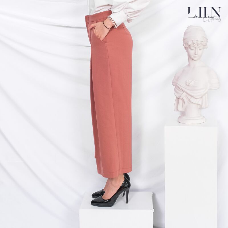 Quần suông nữ Liin clothing màu nâu, thiết kế basic, phong cách công sở hiện đại, thanh lịch Liin clothing Q3207